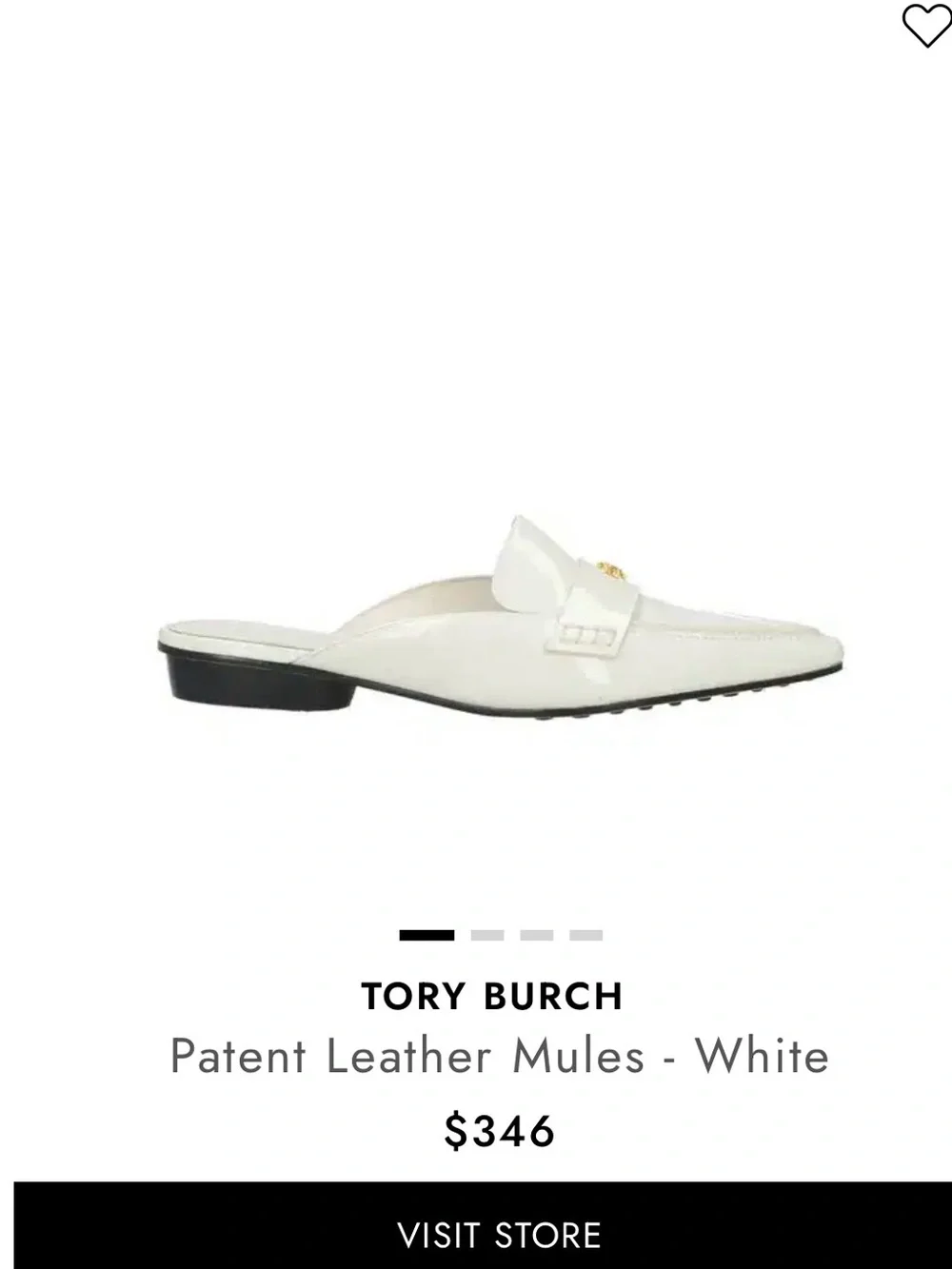 Tory Burch Cream Patent Leather Pointed Mule with Gold Logo